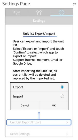 Geräteliste im- / exportieren (Android)